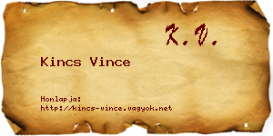 Kincs Vince névjegykártya