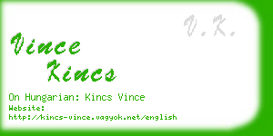vince kincs business card